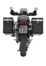 Zestaw: kufry boczne z anodowanego aluminium czarne Zega Pro + stelaże srebrne Touratech BMW R1150GS/R1150GS Adventure/R1100GS/R850GS (38+45L)